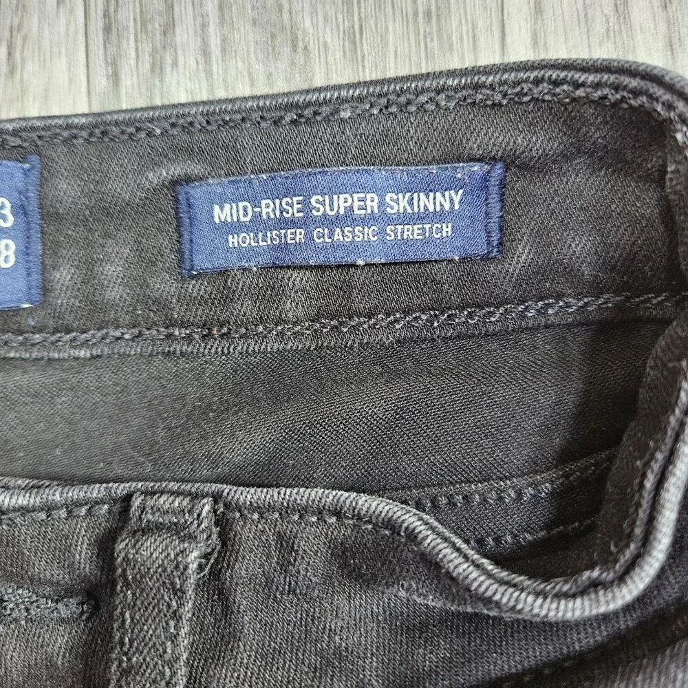Hollister Mid-Rise Super Skinny Jeans Juniors 00S‎ Black Classic Stretch Denim